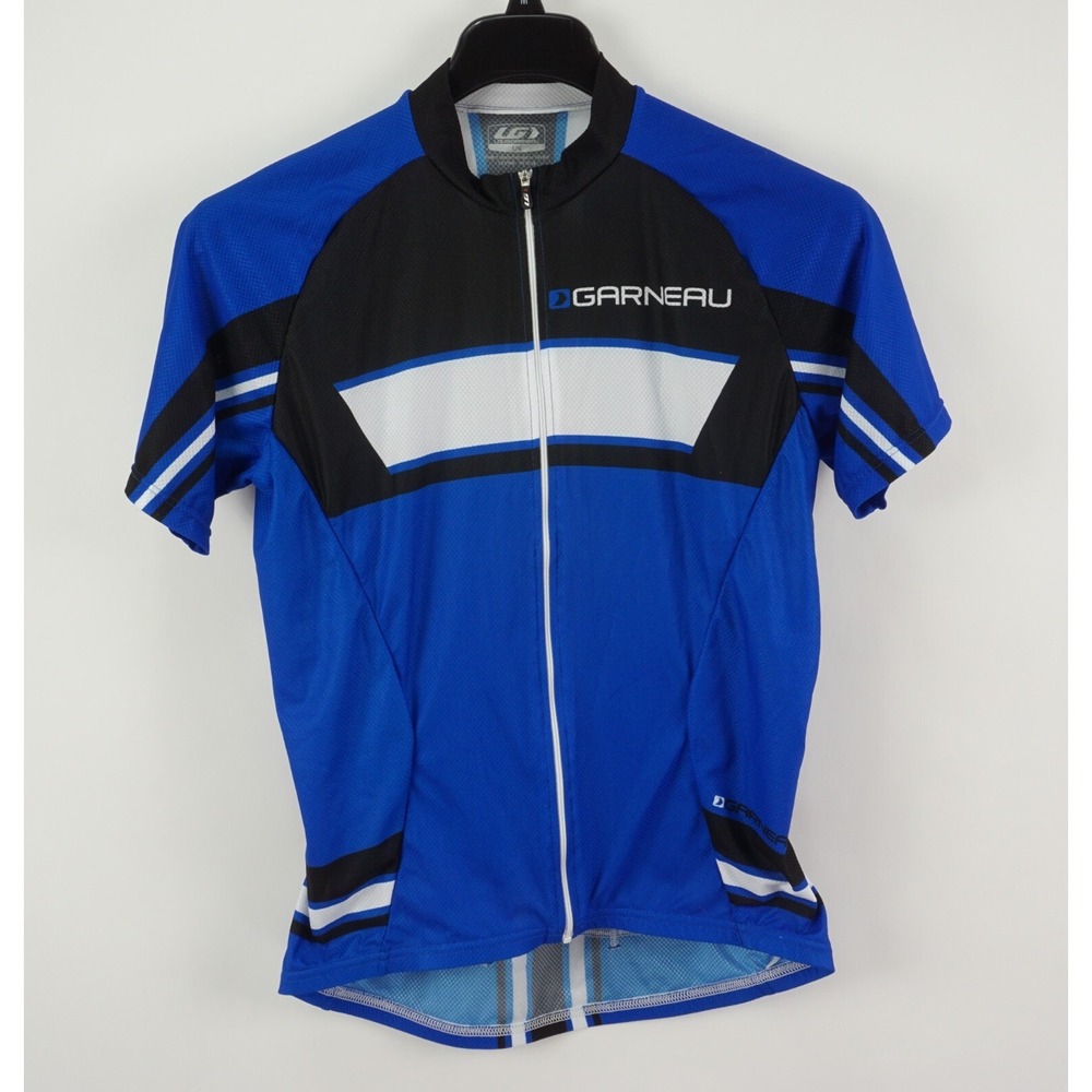 Recent‎ Louis Garneau Mens Large Short Sleeve Blue Black Full Zip Cycling Jersey
